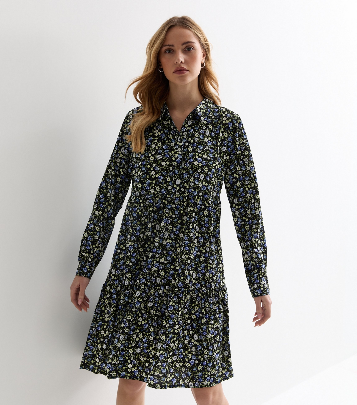 Women's Black Floral Shirt Mini Dress JDY New Look