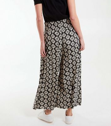 Blue Vanilla Black Abstract Print Wide Leg Trousers New Look