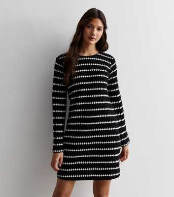 Black Stripe Knit Mini Dress
