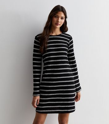 Black Stripe Knit Mini Dress | New Look