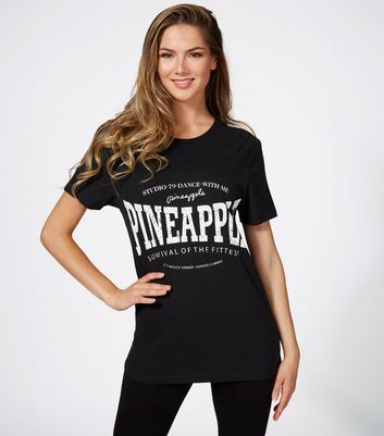 Pineapple Black Cotton Logo T-Shirt New Look