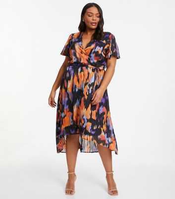 QUIZ Curves Multicolour Tie Dye Print Wrap Midi Dress