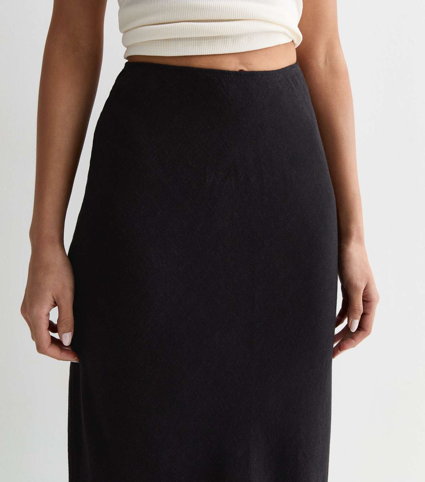 Black Bias Cut Maxi Skirt Image 2