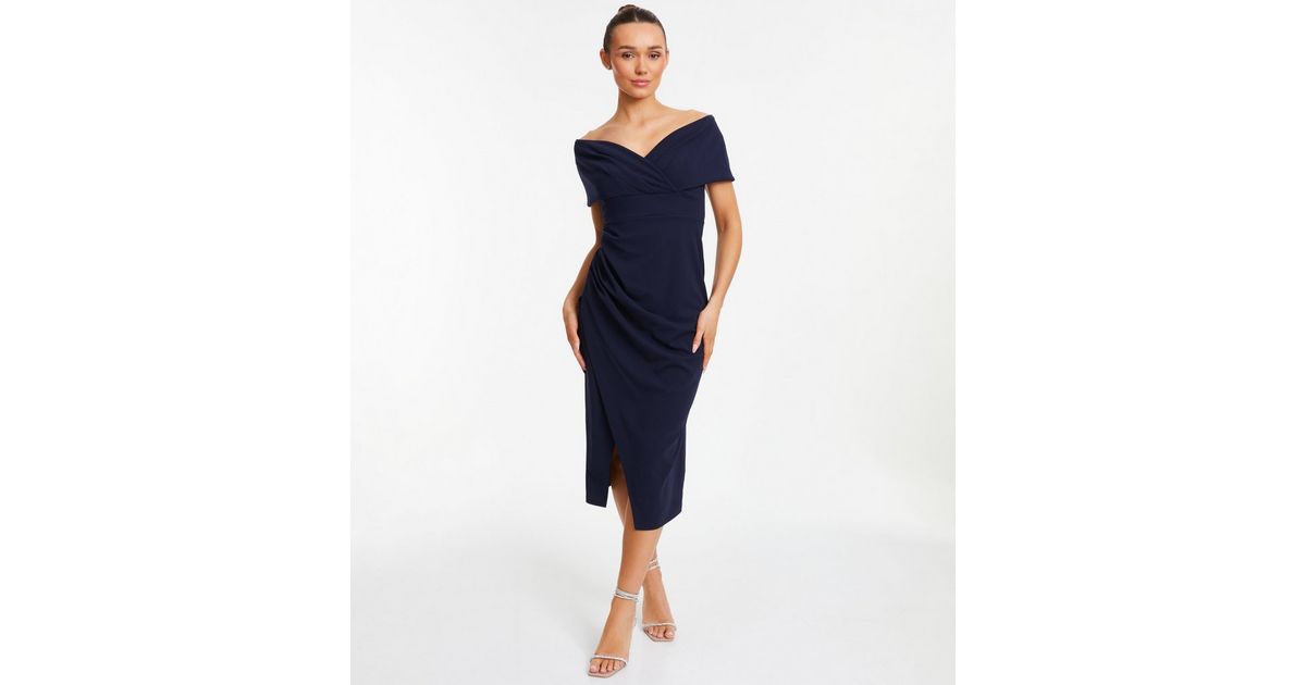 Sea New York Suzie Ruched Midi Dress Navy