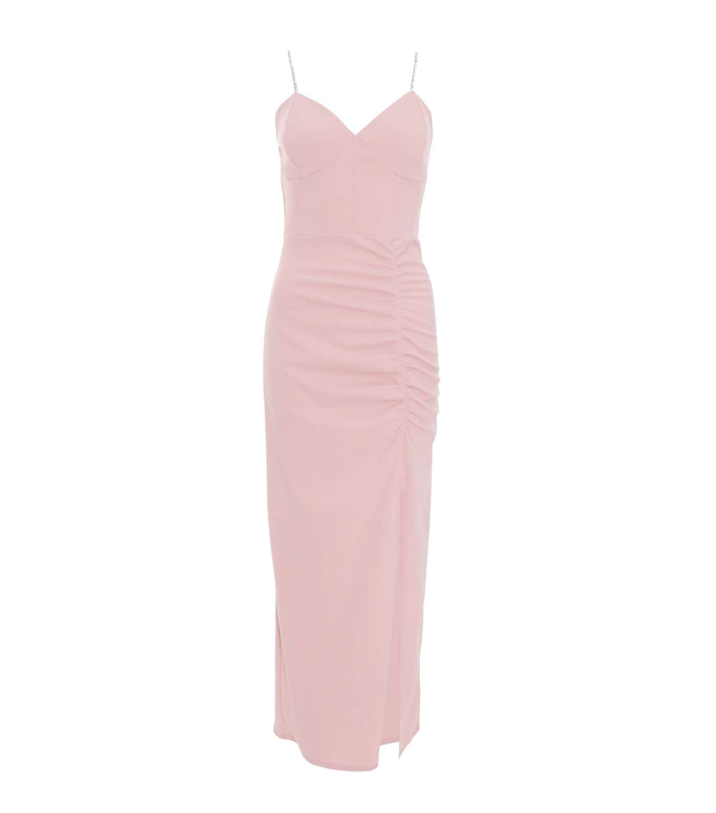 QUIZ Pink Ruched Maxi Dress Image 4