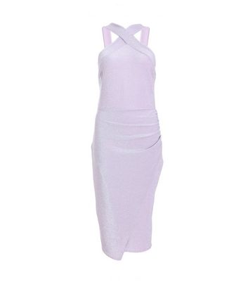 QUIZ Lilac Glitter Halter Midi Dress New Look