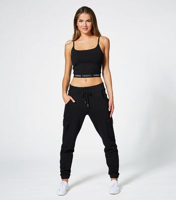 Pineapple Black Cuffed Cargo Joggers New Look