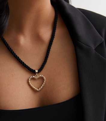 Gold Twisted Heart Rope Necklace