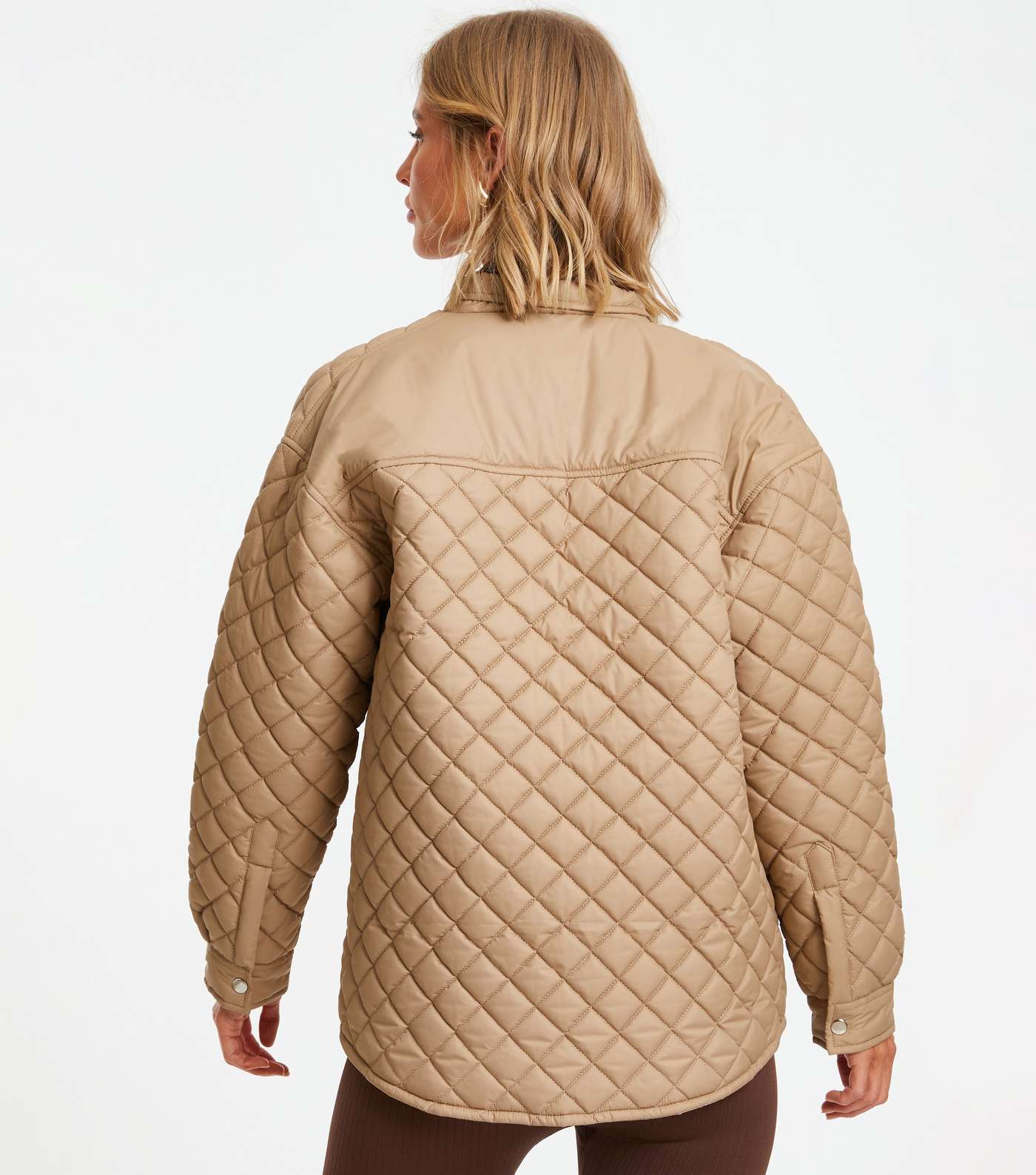 QUIZ Camel Quilted Jacket Image 3