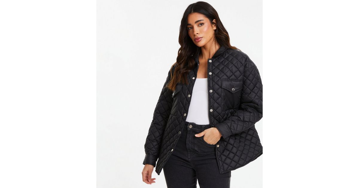 QUIZ Black Quilted Jacket New Look