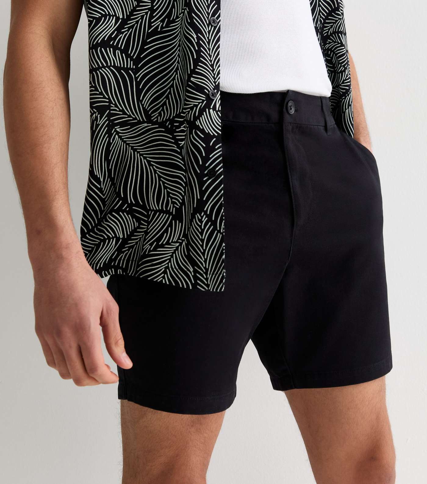 Black Regular Fit Chino Shorts Image 3