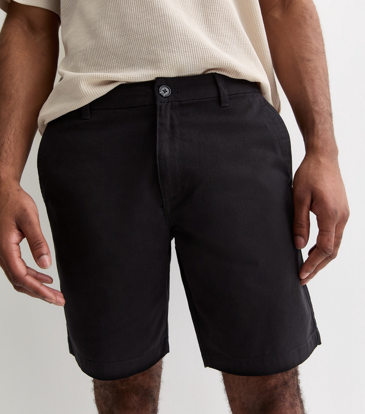 Men's Black Regular Cotton Chino Shorts New Look