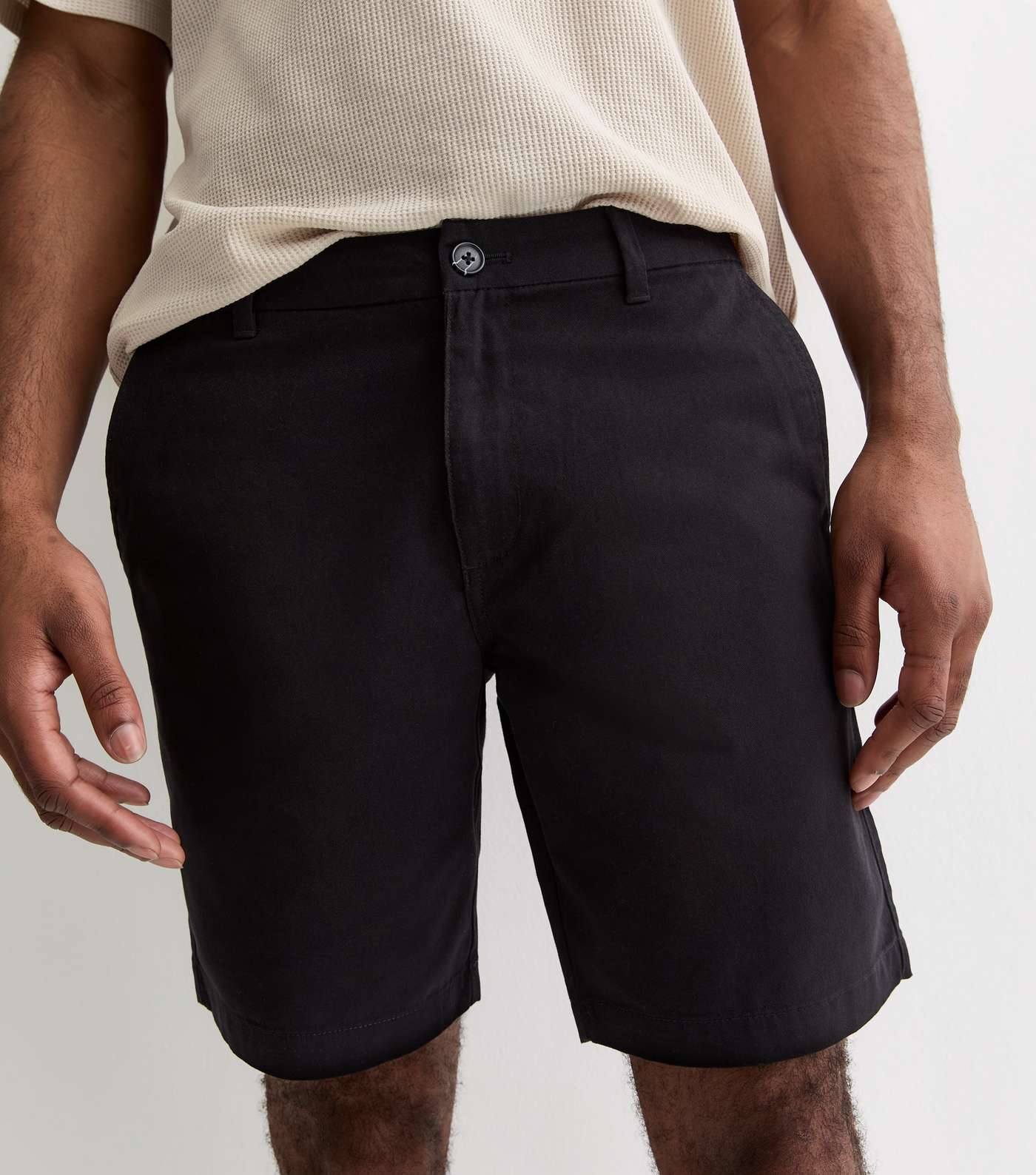 Black Regular Cotton Chino Shorts