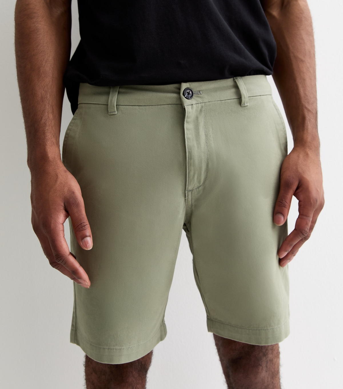 Men's Olive Regular Cotton Chino Shorts New Look