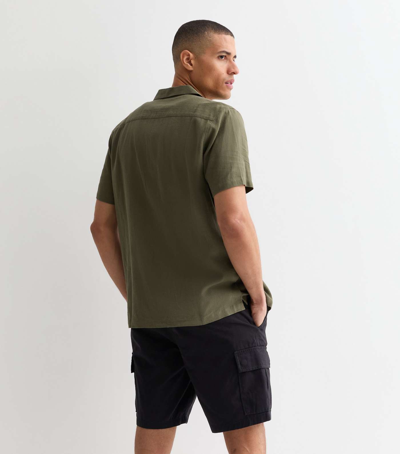 Black Regular Fit Cargo Shorts Image 4