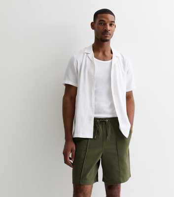 Khaki Relaxed Elasticated Cotton Pintuck Shorts