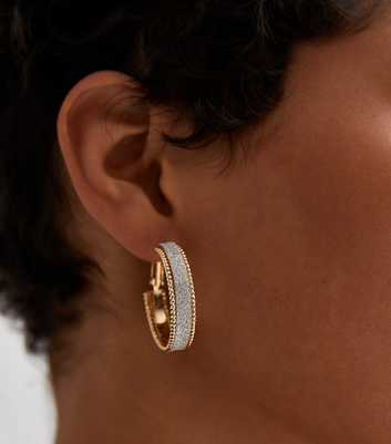 Gold Glitter Wide Hoop Earrings