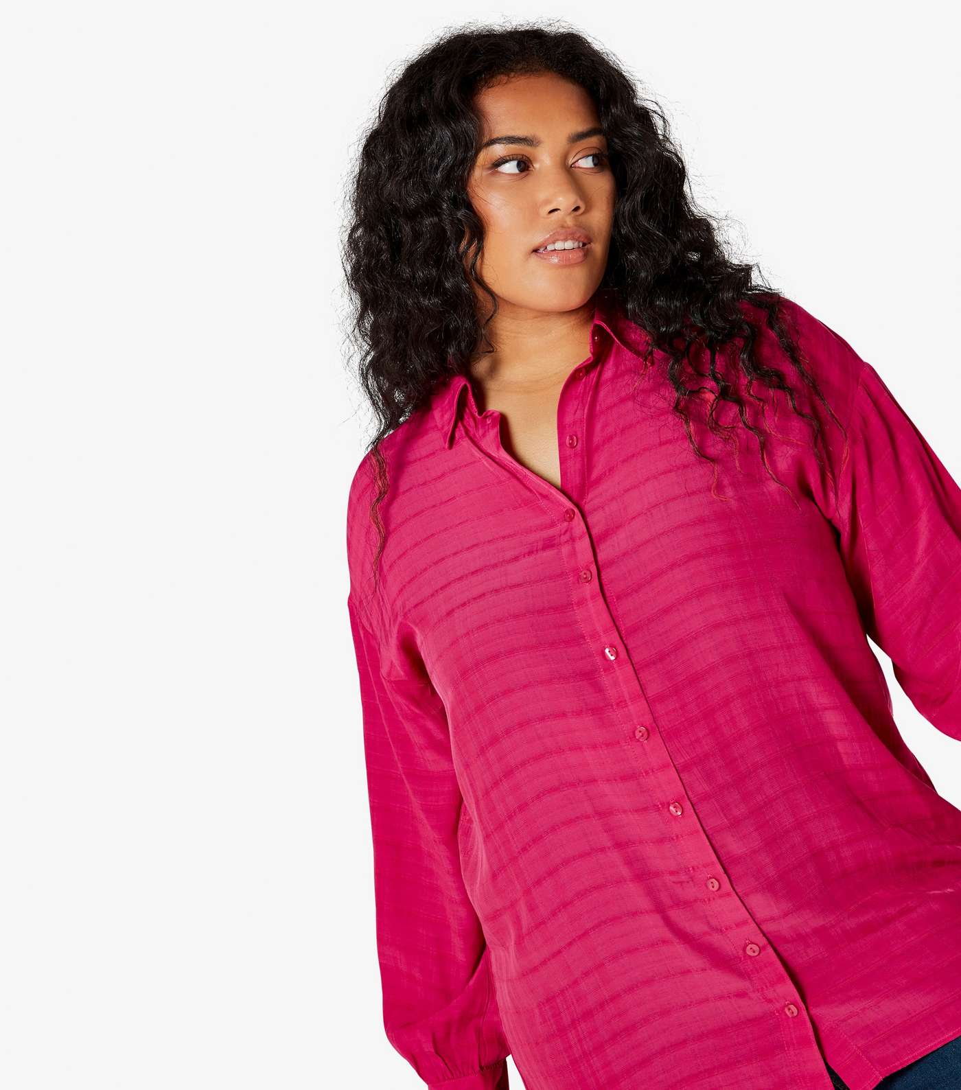 Apricot Curves Bright Pink Check Oversized Shirt Image 4