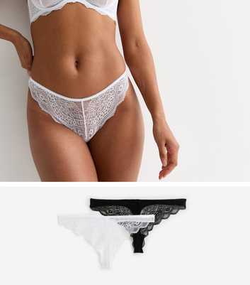White 2 Pack Lace Thong 