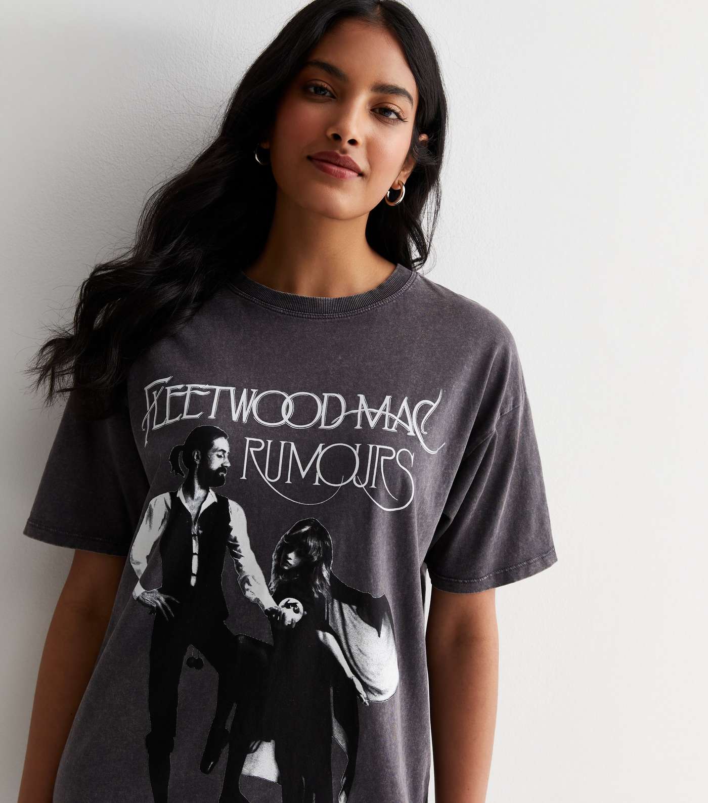 Dark Grey Fleetwood Mac Rumours Logo Oversized T-Shirt Image 2