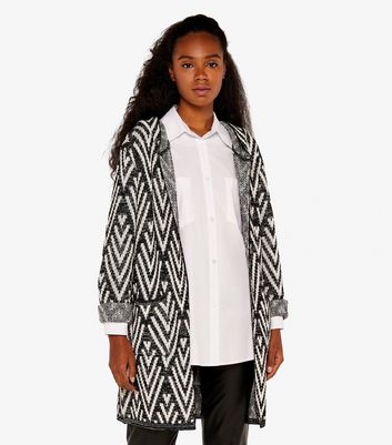 Apricot Black Chevron Hooded Cardigan New Look