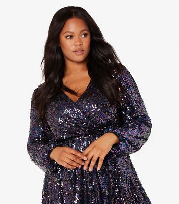 Black wrap sequin outlet dress