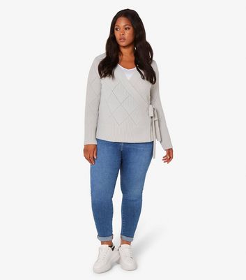 Grey wrap jumper hotsell