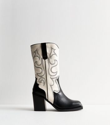 Public Desire Black Contrast Cowboy Boots | New Look