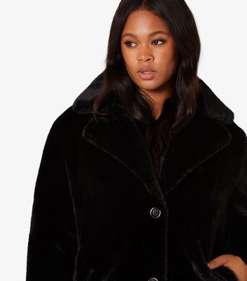 New look black faux fur outlet coat