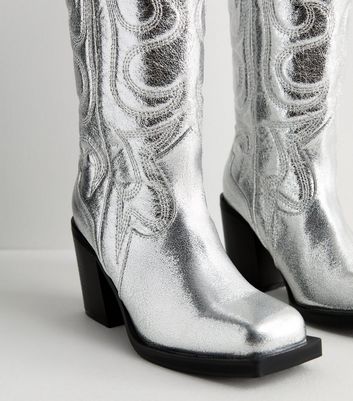 Shops silver boots new look