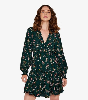 Dark green clearance floral dress