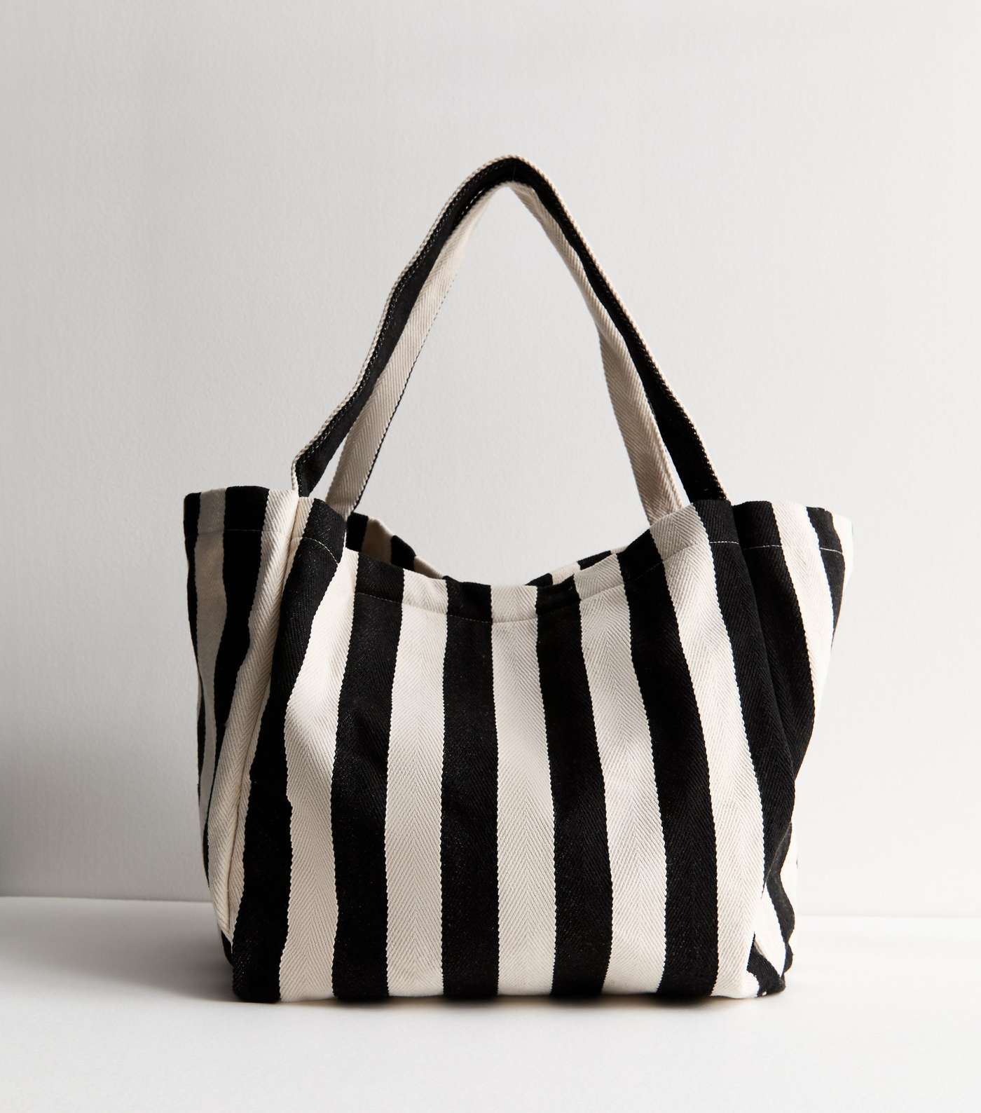 Black Stripe Slouch Tote Bag Image 5