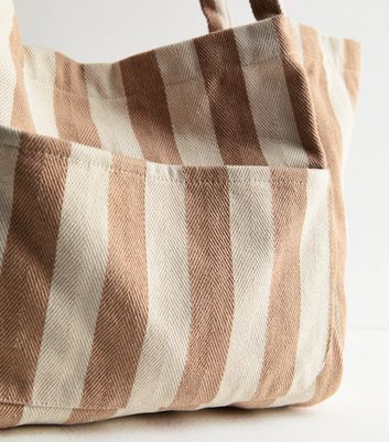 Brown Stripe Slouch Tote Bag New Look