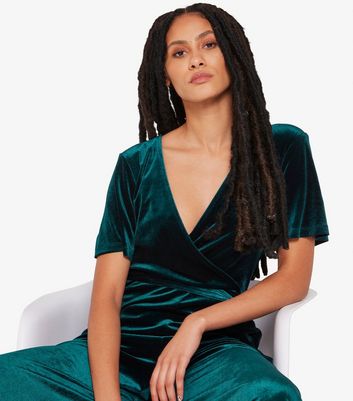 New look sales green velvet jumpsuit