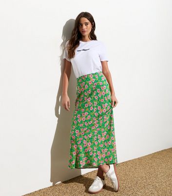 Green midi floral skirt hotsell