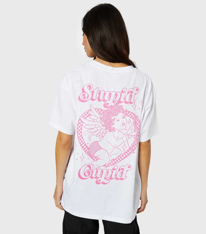 Skinnydip White Cotton Stupid Cupid Logo T-Shirt | New Look