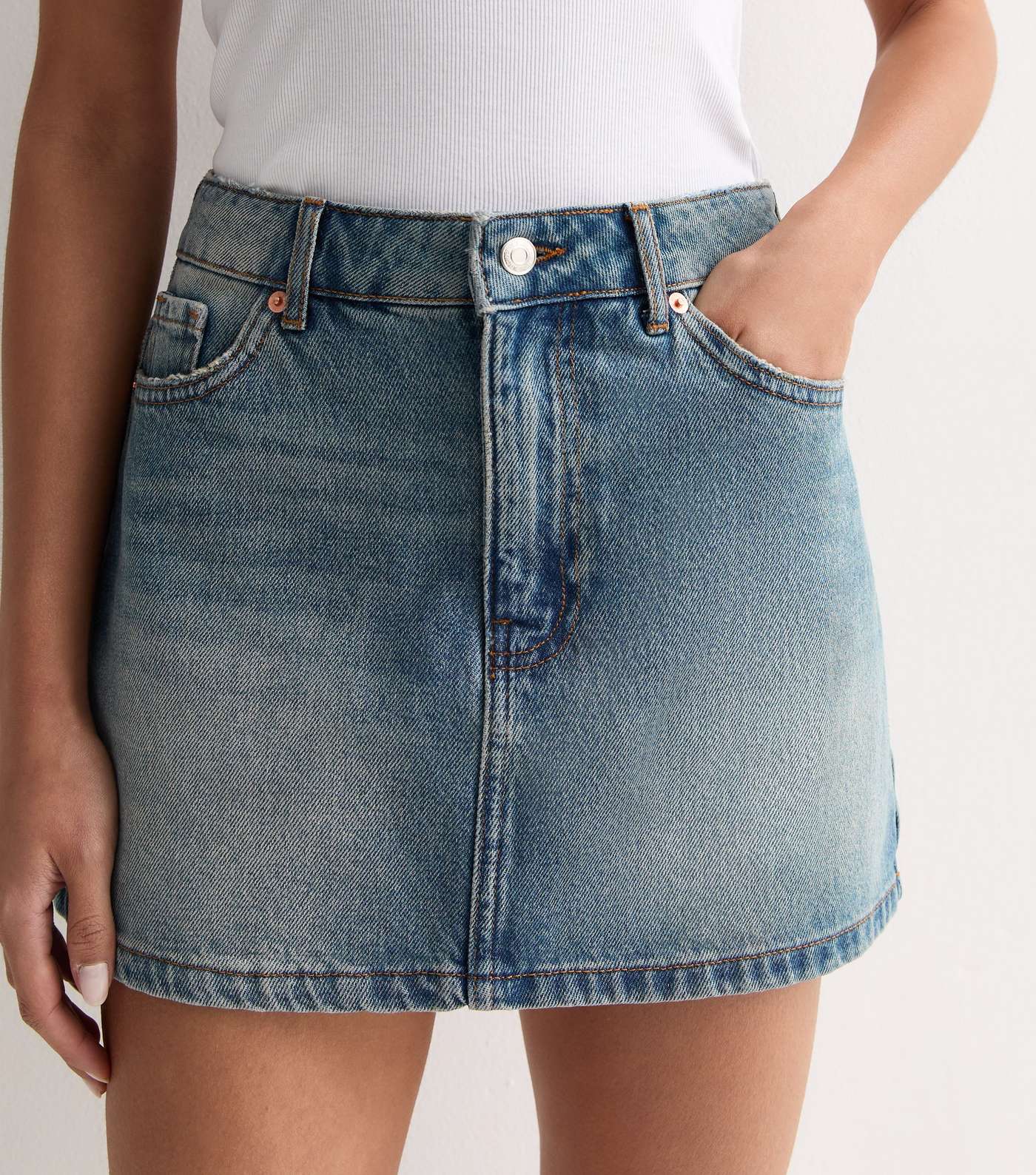 Blue Denim Micro Mini Skirt Image 3