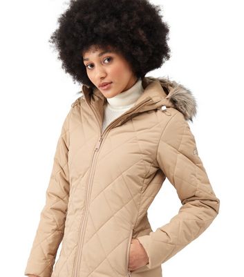 Women's fritha insulated quilted fur discount trimmed hooded parka jacket light vanilla