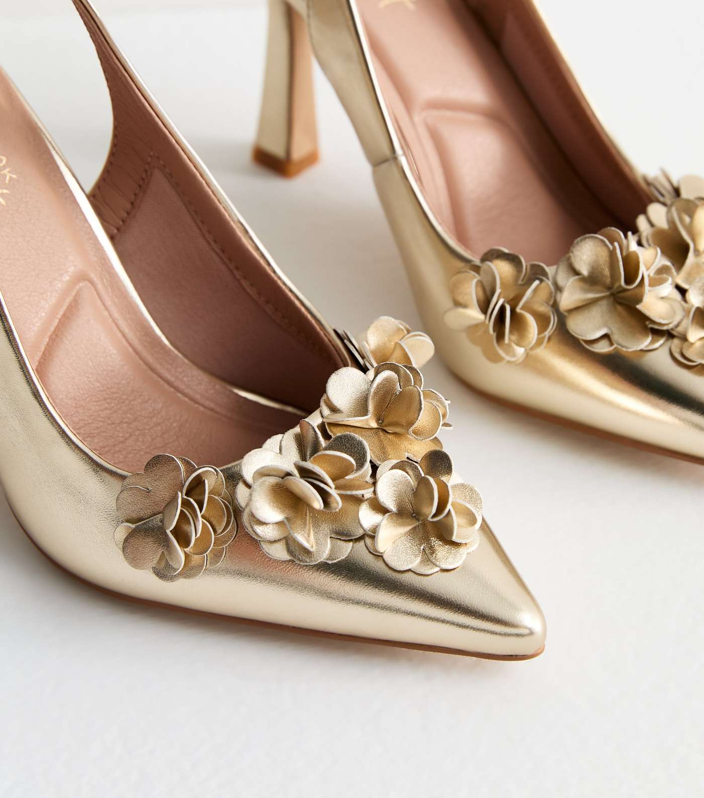 Gold Metallic Slingback Stiletto Heel Court Shoes Image 5