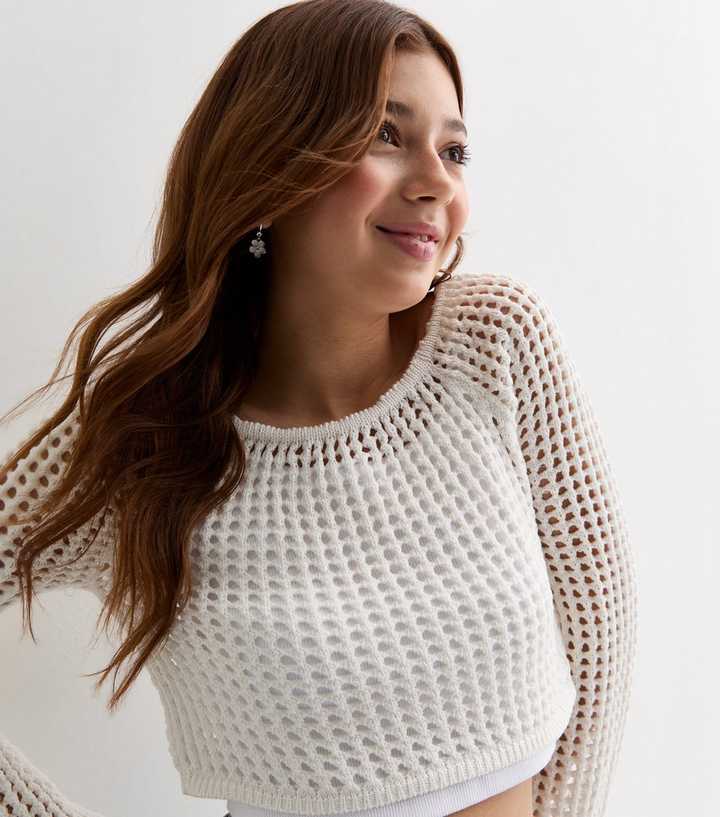 Jummer W Girls White Open Knit Jumper | New Look