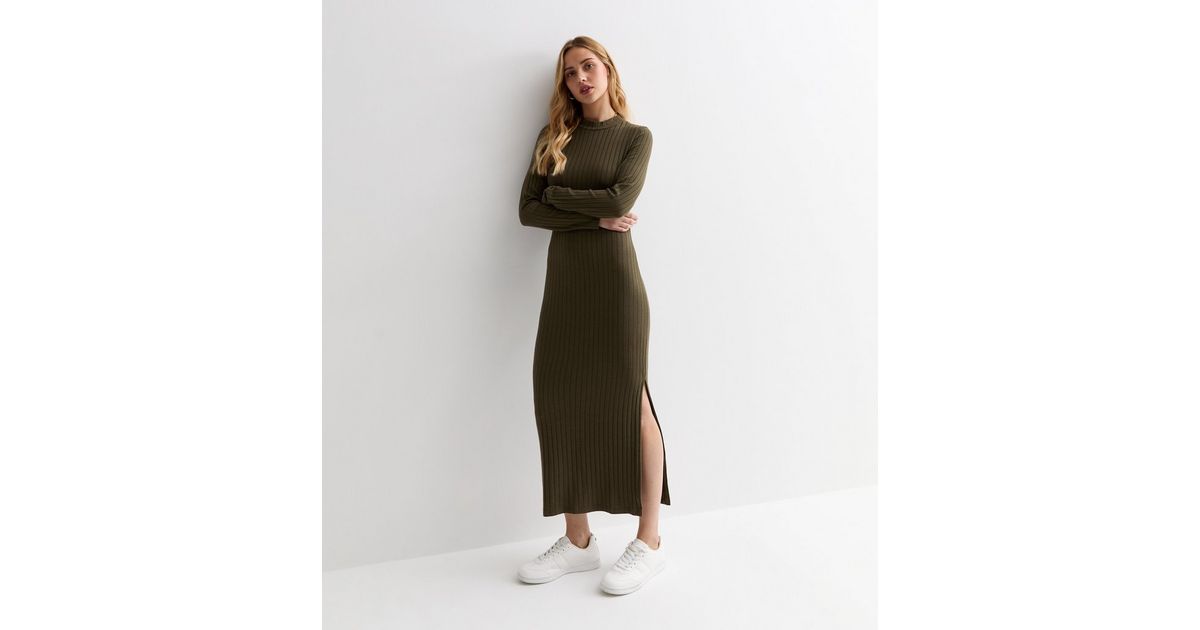 Khaki Ribbed Dress