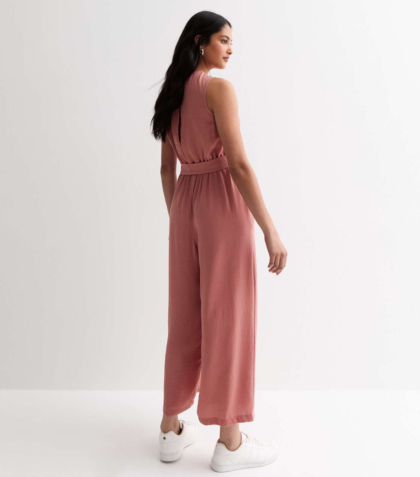 Pink Sleeveless Belted Jumpsuit  Image 4