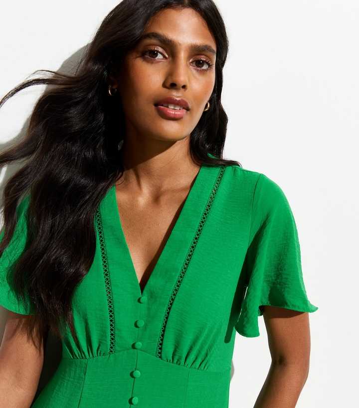new look green lace dress On This Day Emerald Green Lace Dress – Shop the Mint main image 1