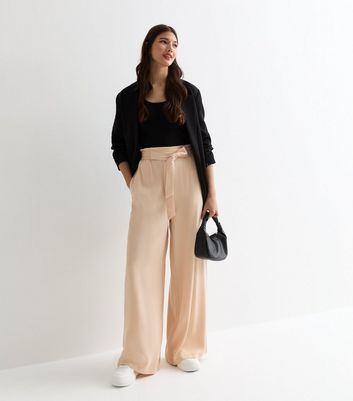 Cream cheap paperbag trousers