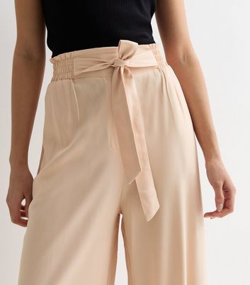 Gini London Cream Paperbag Trousers New Look