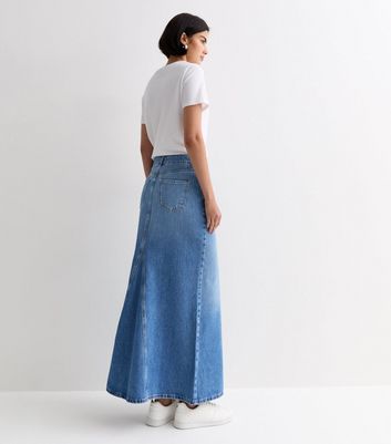 High waist 2024 maxi skirt blue