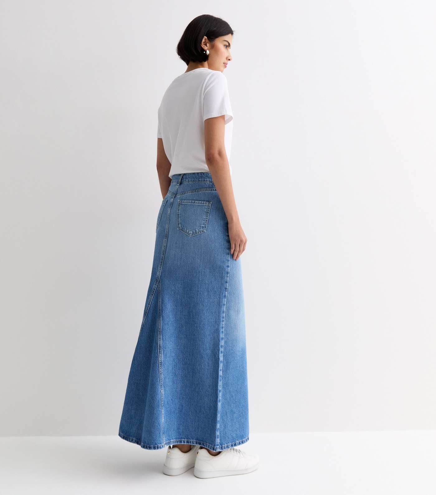 Blue Denim High Waist Maxi Skirt Image 5