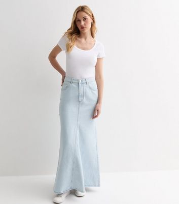Pale Blue Denim High Waist Maxi Skirt New Look