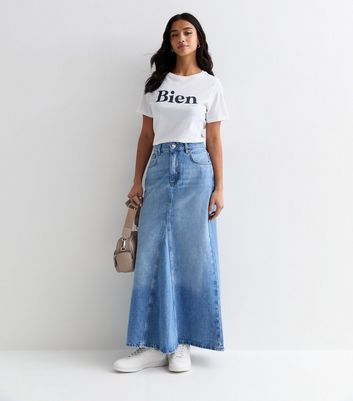 Denim maxi skirt flared best sale