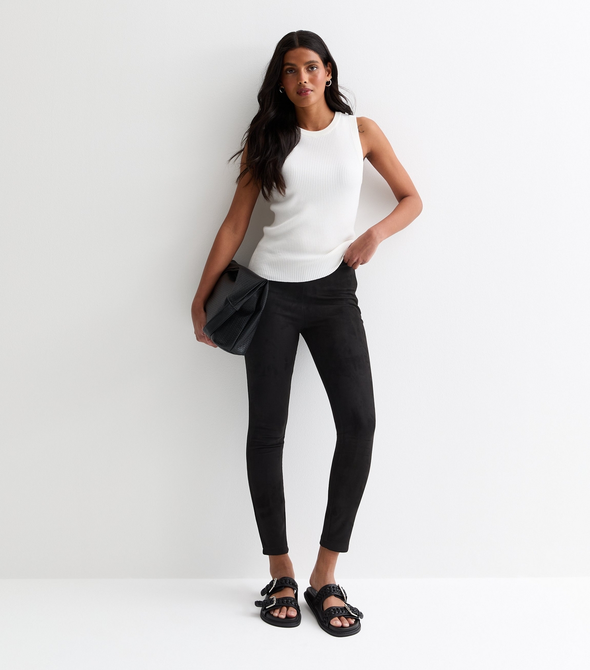Women's Black Suedette Leggings Gini London New Look